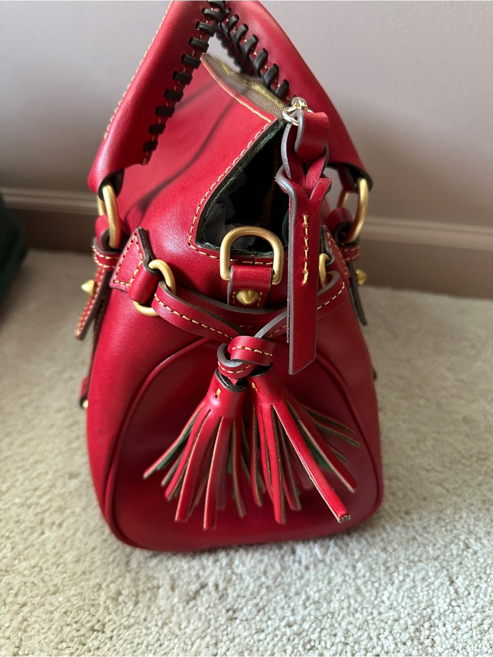 Dooney & Bourke Red Mini Florentine Satchel - Picture 4 of 7